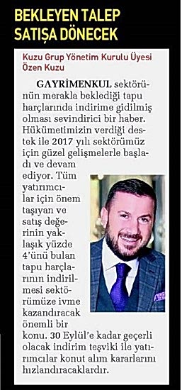 Sabah-Bekleyen Talep Satışa Dönecek